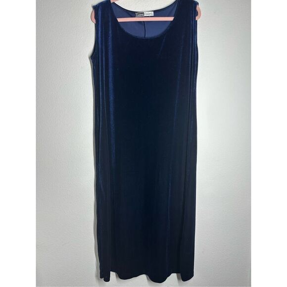 California Concepts Women’s Velour Sleeveless Maxi Dress Blue Size XL See Notes - Picture 1 of 15
